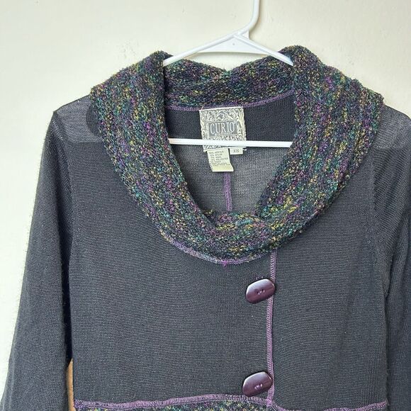 Anthropologie Curio Dress Women’s XS Black Purple Cowl Neck Whimsigoth Witchy - Picture 2 of 13